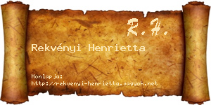 Rekvényi Henrietta névjegykártya